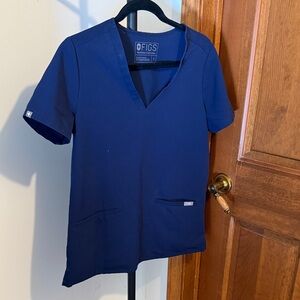 Figs Deep Blue V-Neck Scrub Top